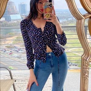 SOLD// Rails Butterfly Open Cardigan Blouse Long Sleeve